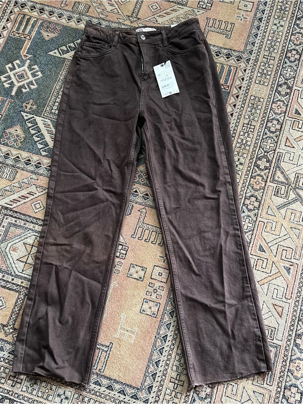 Zara Black High-Rise Straight Jeans